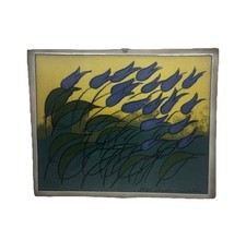 Arabia Blue Lillies Ceramic Tile Wall Plate Heljä Liukko-Sunstrom Arabia Finland