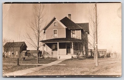 Franklin North Dakota~Our House~Barns~Putting Roof on in Surrey ND~1910 RPPC