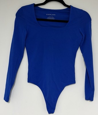 Everlane Long Sleeve Bodysuit Womens Size XS Blue Square Neck