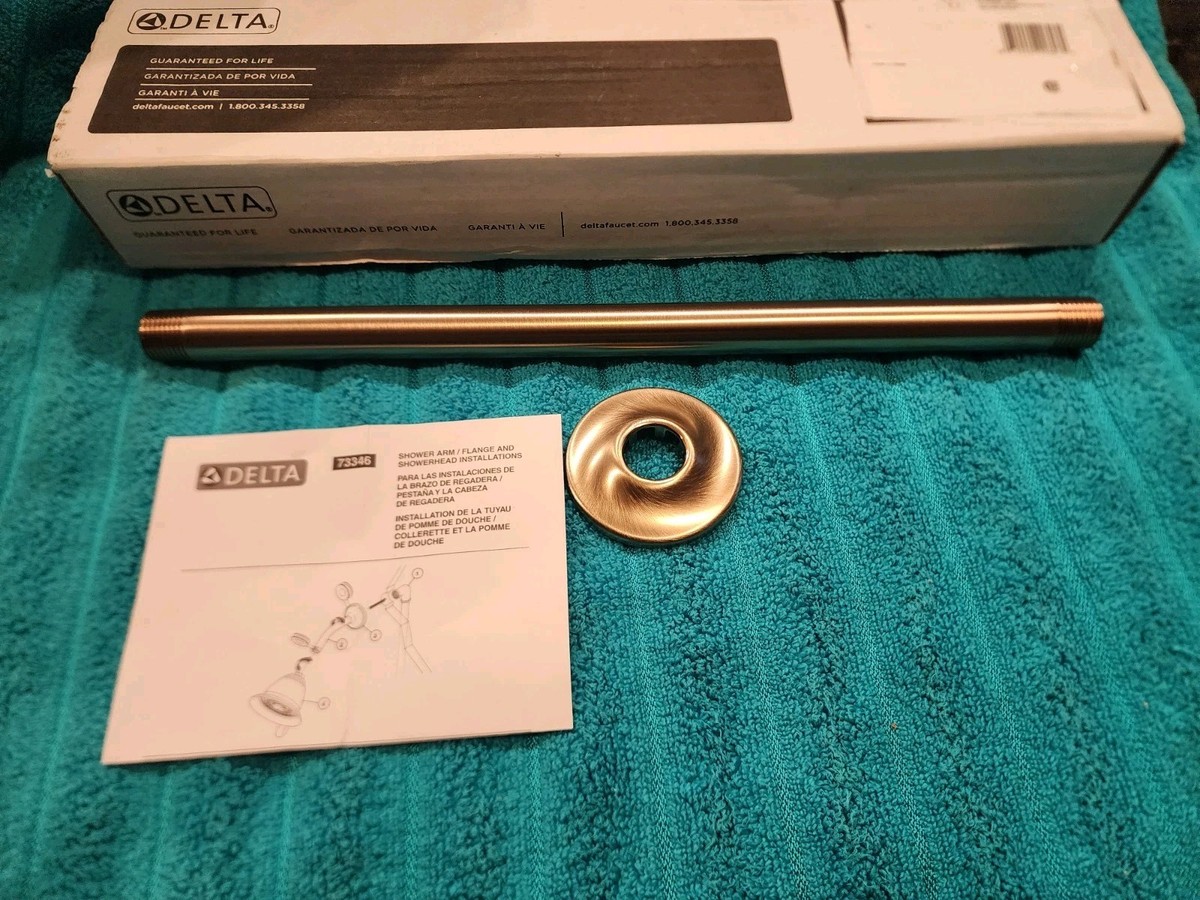 Delta Faucet 14-Inch Ceiling Mount Shower Arm & Flange – Champagne Bronze Finish, 1/2-Inch IPS, 2.5-Inch Flange
