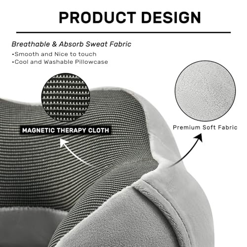 Memory Foam Travel Neck Pillow for Airplanes - Soft Grey & Blue Support