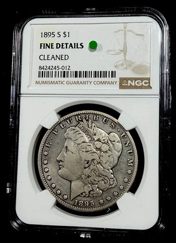 1895-S Morgan Silver Dollar $1 - Certified NGC Fine Details - Rare Date Coin!