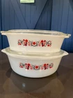Vintage 1960s Fire King Primrose 467 and 2QT lidded Oval Casserole Dish Set