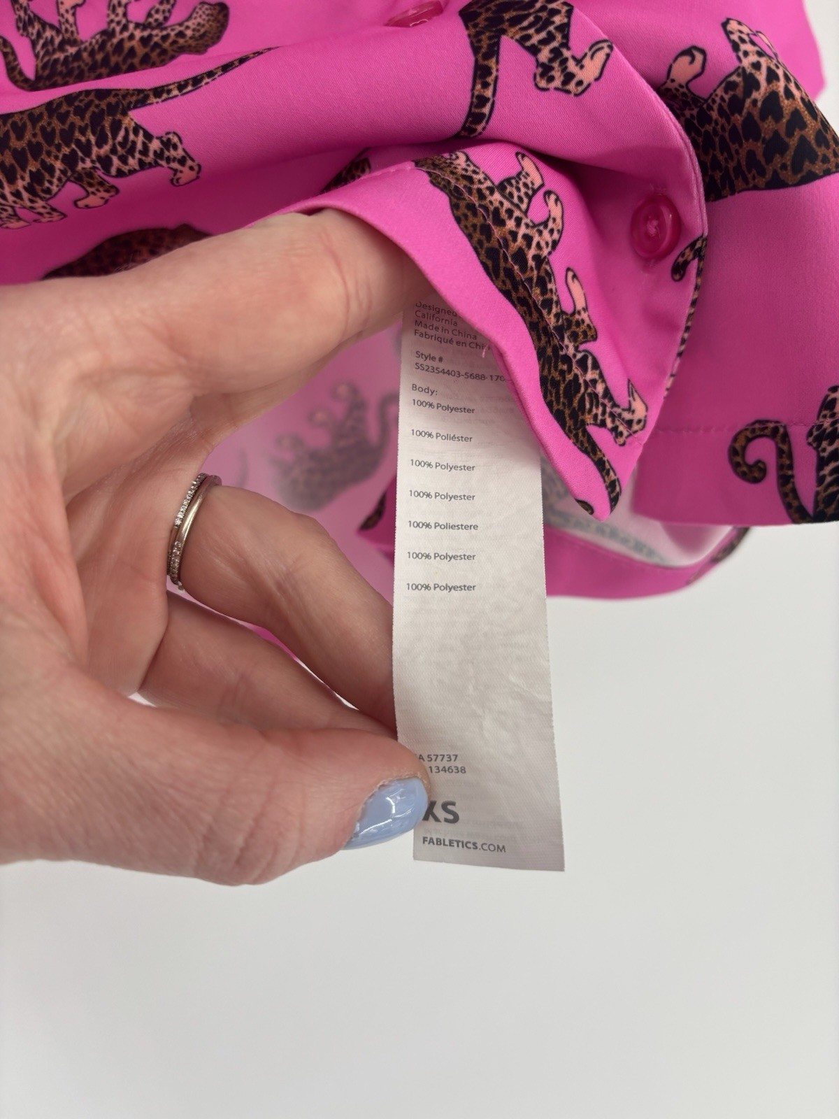 Fabletics Leopard Pink Collared Women’s Cropped B… - image 4