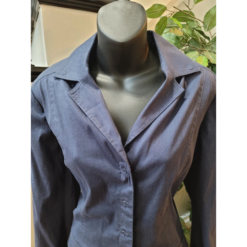 Tahari 2 Piece Suit Women's Size Large Blue Solid Casual Long Sleeve Wide Leg - Image 2 of 4