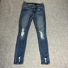 Indigo Rein Womens Distressed Skinny Jeans Ripped Low Rise Size 3 26x29 Y2K Fit