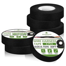 6 Rolls Wiring Harness Tape,High Temp 3/4 Inch x 50FT Heat Resistant Cloth Tape,