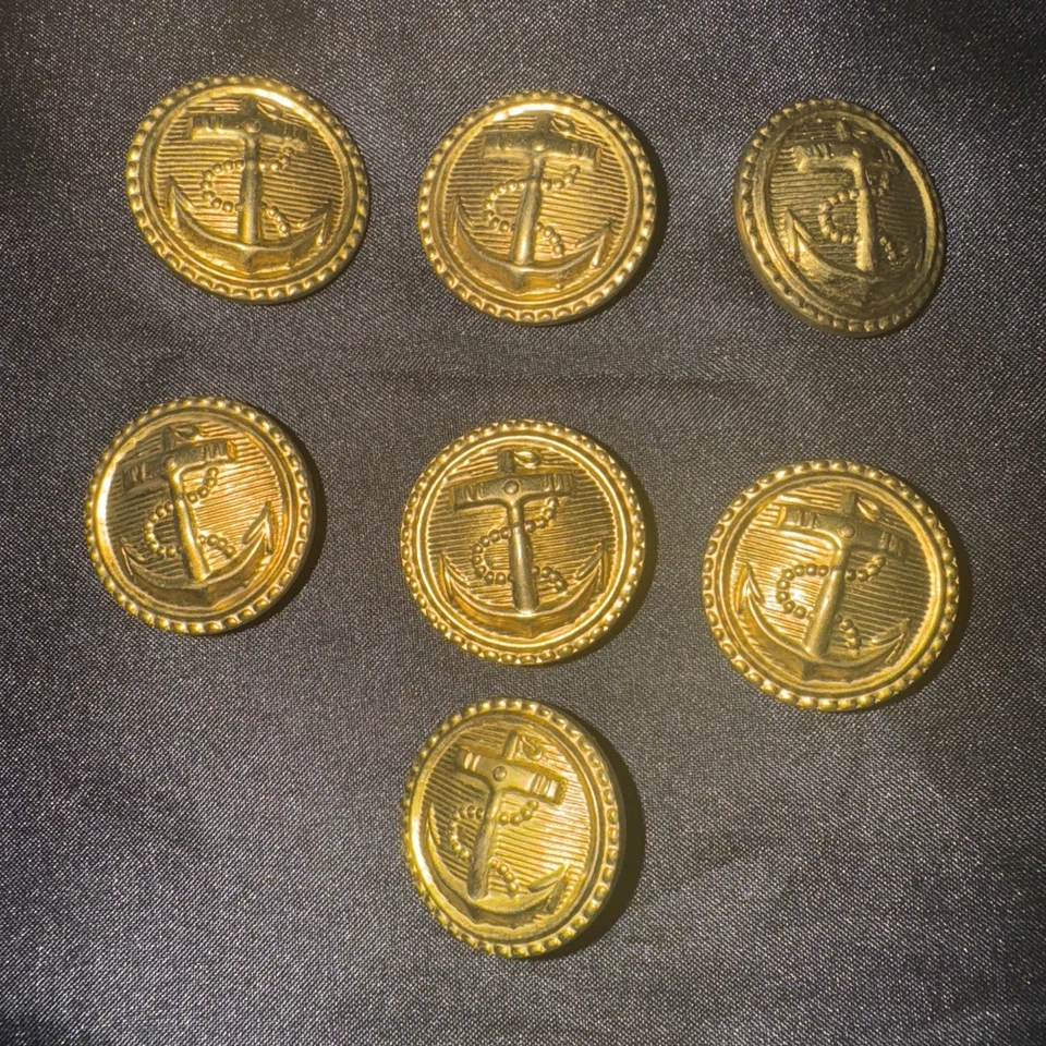 (7) Ralph Lauren Gold Metal  Logo Anchor Nautical Replacement Buttons 23mm 7/8” - Image 2 of 4