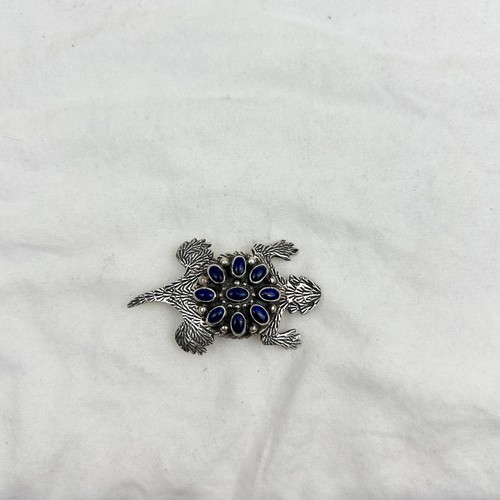 Navajo Silber & Lapis gehörnte Kröte Pin von Lee Charlie - Bild 2 von 7