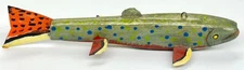 Vintage 80s Wood Fish Decoy Salmon Bait Spearing Lure Metal Hand Crafted 5” RARE