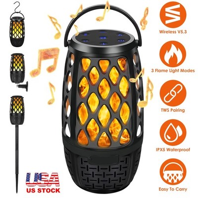 4 In 1 Wireless Speaker Patio Speaker LED Flame Speaker w/ 3 Flame Light Modes