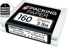 White Newsprint Packing Paper 160 Sheets 27 x 17 Inch 5 lb Moving Supplies Box