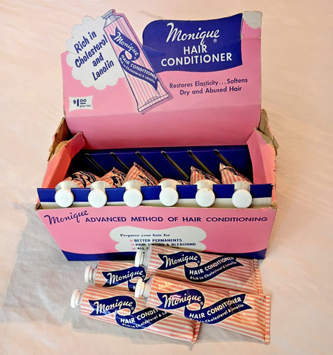 1960's Vintage Monique Hair Conditioner Cream 10 Tubes In Store Display Box