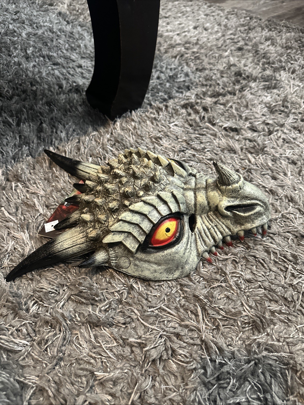 Dark White Horned Dinosaur Adult Halloween Mask Costume Accessory