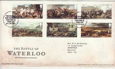 GB Stamps First Day Cover Battle of Waterloo, Napoleon, Wellington army SHS 2015