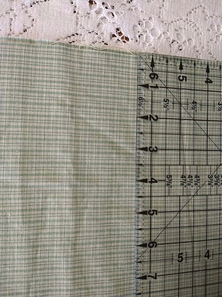 REMNANTS Green Plaid Homespun Fabric 9" x 22" Cream Sage Green Cotton - Image 2 of 2