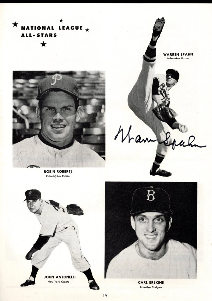 1954 Baseball All Star Game Program Signed by Spahn Minoso and WP Dean Stone - Image 4 of 4