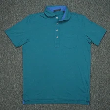 Greyson Shirt Mens Medium Blue Performance Polo Short Sleeve Modal Blend