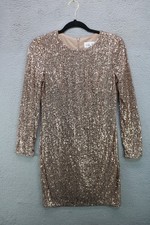 Eliza J. Long Sleeve Gold Allover Sequins Dress-Sz 4--Holiday-Party/Cocktail