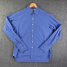 Turnbull & Asser Shirt Men 16.5 French Cuff Blue Dress Shirt England Button Up