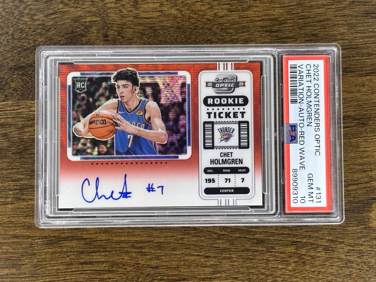 2022 Optic Chet Holmgren Rookie Variation Auto Red Wave PSA 10