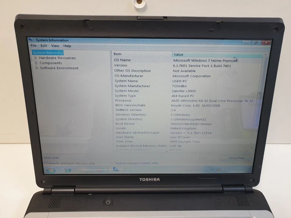 Toshiba Satellite L300D-22E 15.4” VINTAGE LAPTOP AMD Athlon X2 120gb hdd - Image 3 of 4