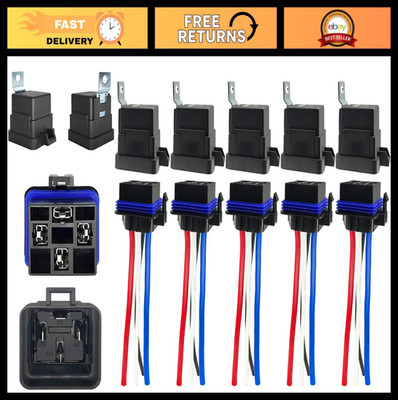 Waterproof 4-Pin 80/60AMP 12VDC SPST Automotive Relay Kit - 5 Pack