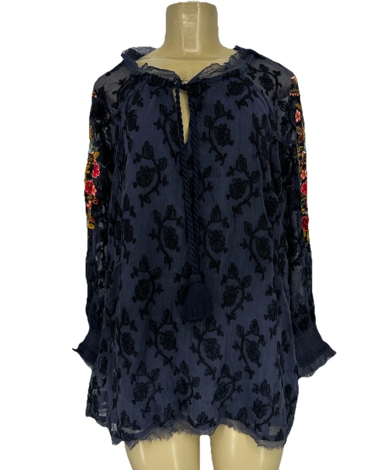 Blusa Top Sundance XL Mujer Gemma Elegancia Manga Larga Bordada N27 Foto 2 de 4