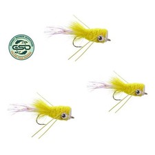 Flashtail Popper in Yellow Deer Hair Diver Size #1, 1/0, 2/0 - Qty 3