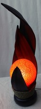 Lampe Abat-Jour En Feuilles de Coco Brun Boule de Coton Balle Orange CM 1