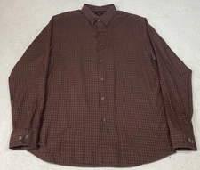 Theory Shirt Mens Large Brown Irving Fade Check Long Sleeve Button Up Minimalist