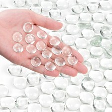 Clear Flat Glass Marbles, 1 lb Transparent Vase Filler Pebbles 0.97 LB,