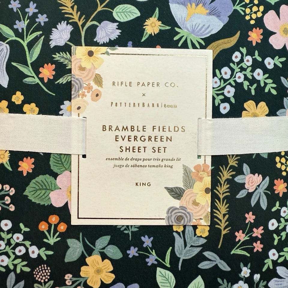 JUEGO DE HOJAS EVERGREEN POTTERY BARN TEEN RIFLE & PAPER CO. BRAMBLE & FIELDS ~ KING Foto 2 de 4