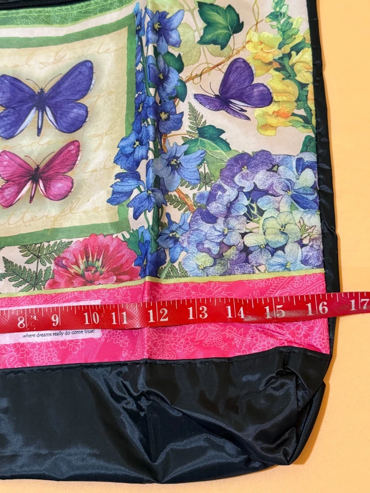 Kids Wish Network Tote Bags Floral Pink Flowers /Butterflies 16.5"X16" NWOT - Image 4 of 4