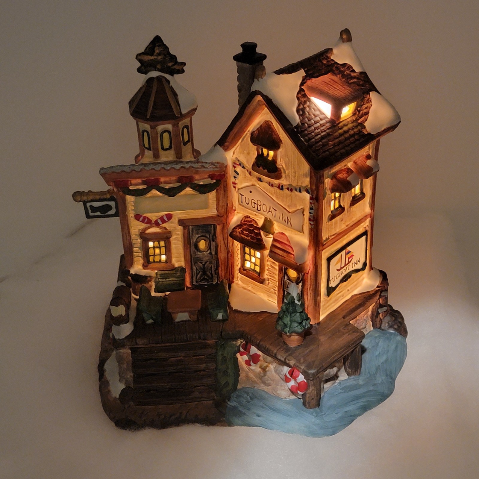 Christmas Village Illuminated Porcelain Building - Tugboat Inn