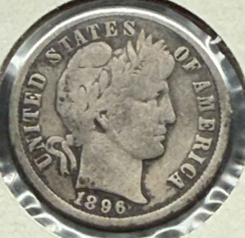 1896-O BARBER DIME SEMI KEY DATE SILVER COIN GOOD / VG DETAILS__NEW ORLEANS