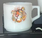 Vtg Fire King Tony Tiger Esso Exxon Put a Tiger in Your Tank Milk Glass Mug Cup