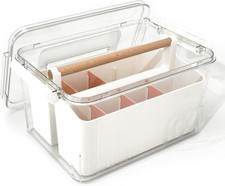 Art Craft Caddy with Lid - Art Supply Storage Organizer, Teacher Tool Box, Clear
