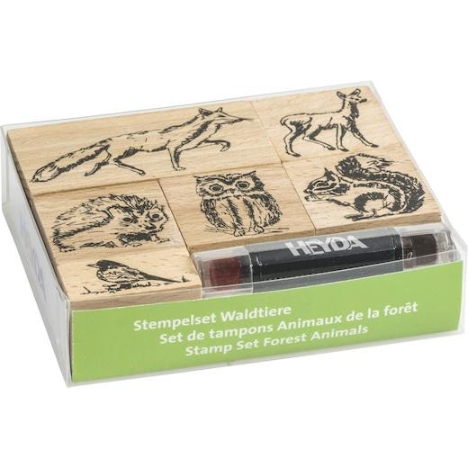 Heyda Wood Mounted Rubber Stamp Set - Forest Animals 6pcs