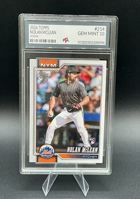 2026 Topps #214 Nolan McLean, New York Mets Rookie Card GRADED GEM