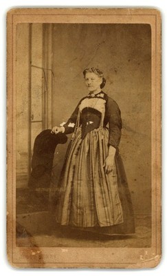 Antique Cdv Circa 1870s Jules Henry Gorgeous Lady In Dress Holding Hat Geneva Ch