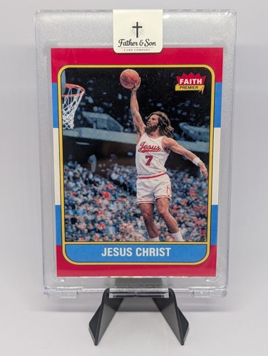 1986 Fleer Jordan Rookie Jesus Christ Parody Custom Devotional Art Card 