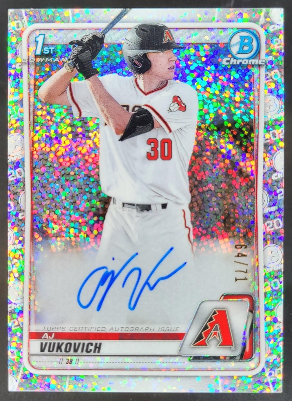 2020 Bowman Draft AJ Vukovich Chrome Pick Auto Sparkle Refractor /71 MT2