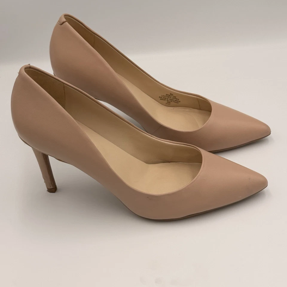 Nine West 8M Beige Pumps Womens Neutral Career Classic Versatile 4 Inch Heel - Image 3 of 4
