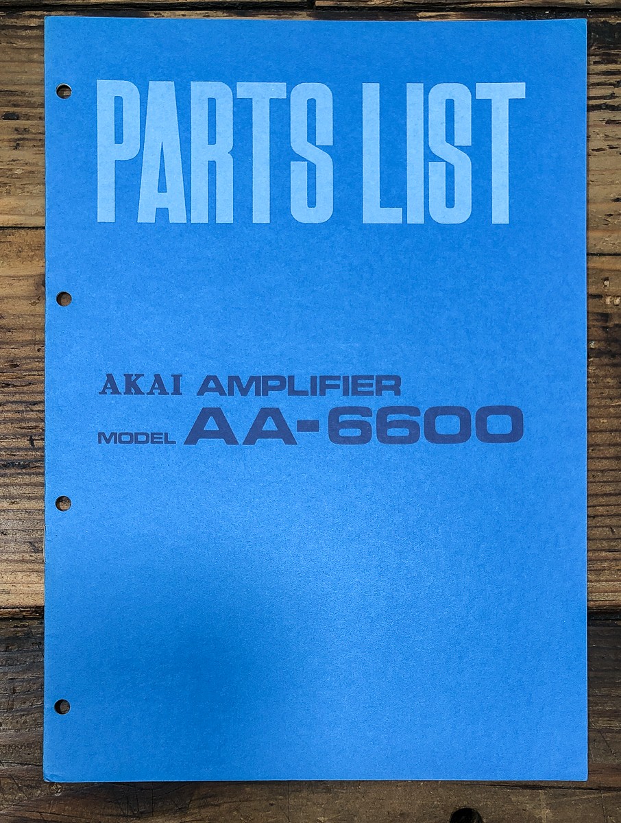 Akai AA-6600  Parts List Manual *Original*