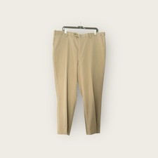 NEW Berle Flat Front Dress Pants Mens 42x27 Tailored Hem Water  Stain Resist