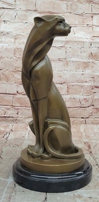 Abstrakte Moderne Cougar Bronze Figurine Von Milo Handgefertigte Tierkunst