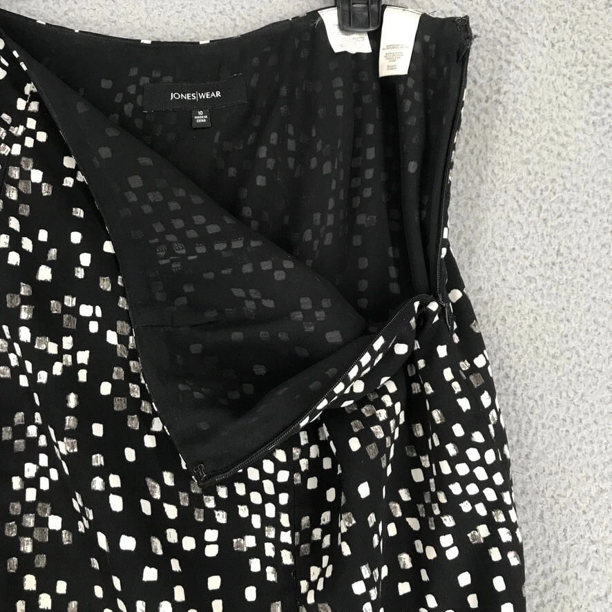 Юбка миди Jones Wear A Line размер 10 с подкладкой черно-белая геометрическая - Изображение 3 из 4