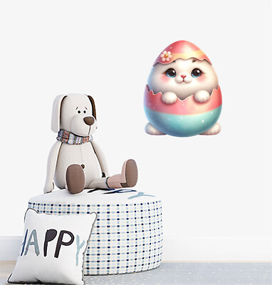 Ostern Katze in Eierschale Wandbild Schlafzimmer bunte Vinyl Aufkleber Abziehbilder a10093