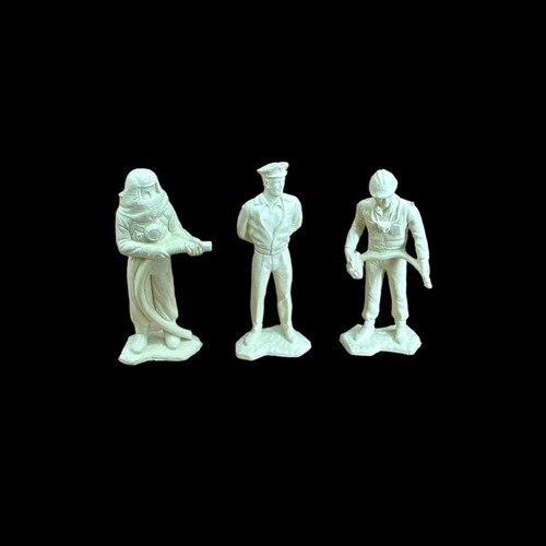 Marx 1960er Cape Kennedy Canaveral Astronaut Figur Space Man Creme 3 Stück